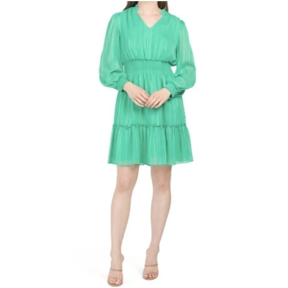 Nanette Nanette Lepore Yin Shadow Stripe Mini Dress size 4 in lily pad